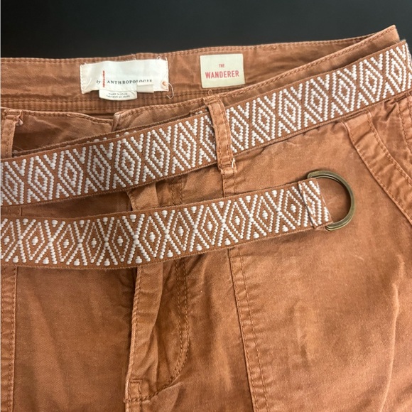 Anthropologie Pants - Anthropologie Reddish Brown Pants with Patterned Removable Belt The Wanderer 28